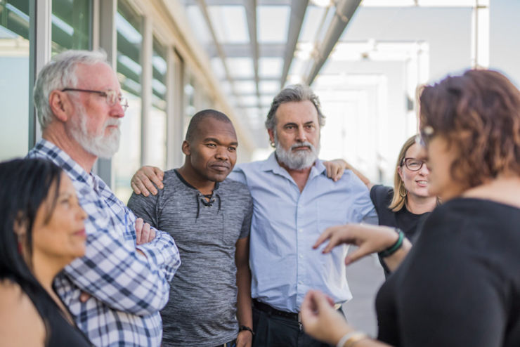 Some of the defendants in the defamation suits by Australian mining company MRC meeting in Cape Town in 2018
