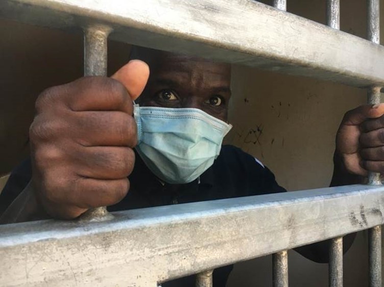 groundWork's  coal campaigner Robby Mokgalaka in custody at the Dannhauser police station